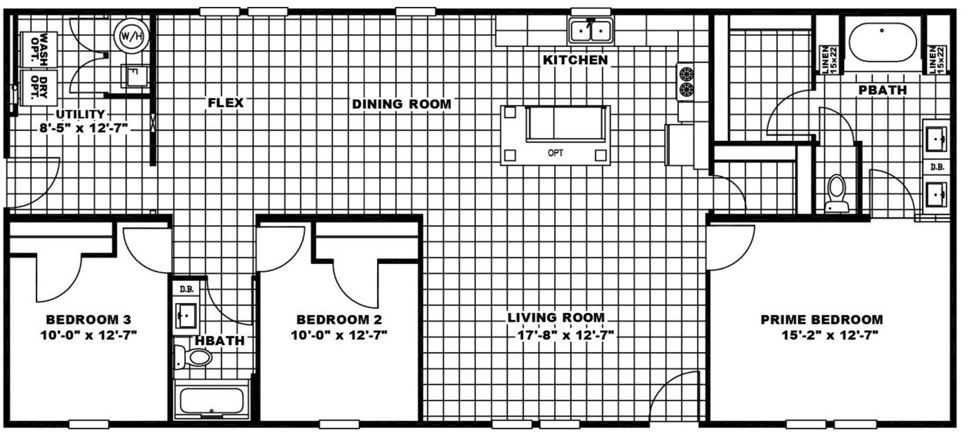 The THE ELITE 60 Exterior. This Manufactured Mobile Home features 4 bedrooms and 2 baths.