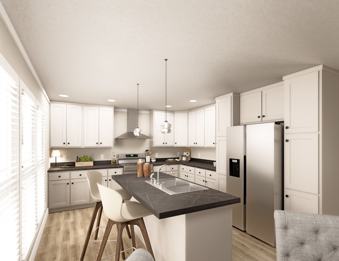 The CLASSIC 60B Kitchen. This Manufactured Mobile Home features 3 bedrooms and 2 baths.
