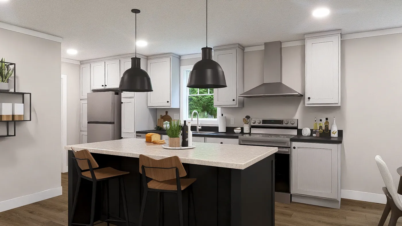 The WONDERFUL WORLD Kitchen. This Manufactured Mobile Home features 3 bedrooms and 2 baths.