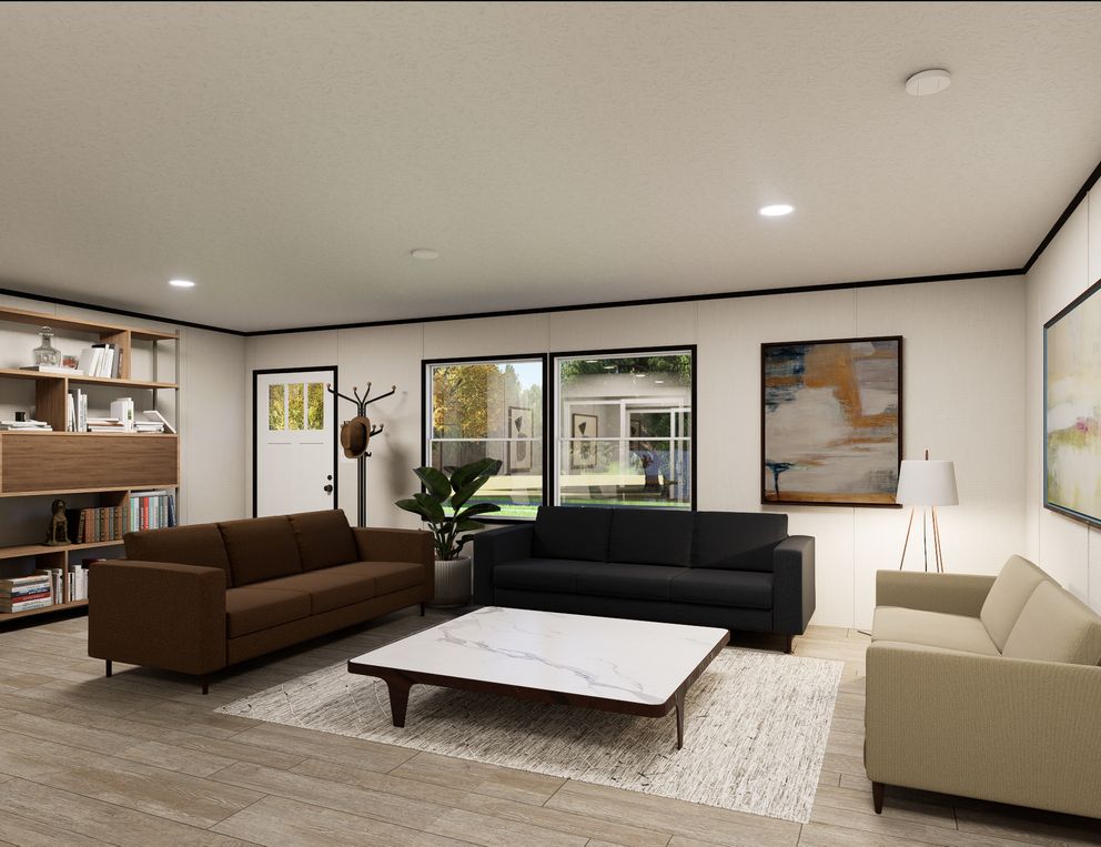 The ULTRA PRO HERCULES 28X68 3BR Living Room. This Manufactured Mobile Home features 3 bedrooms and 2 baths.