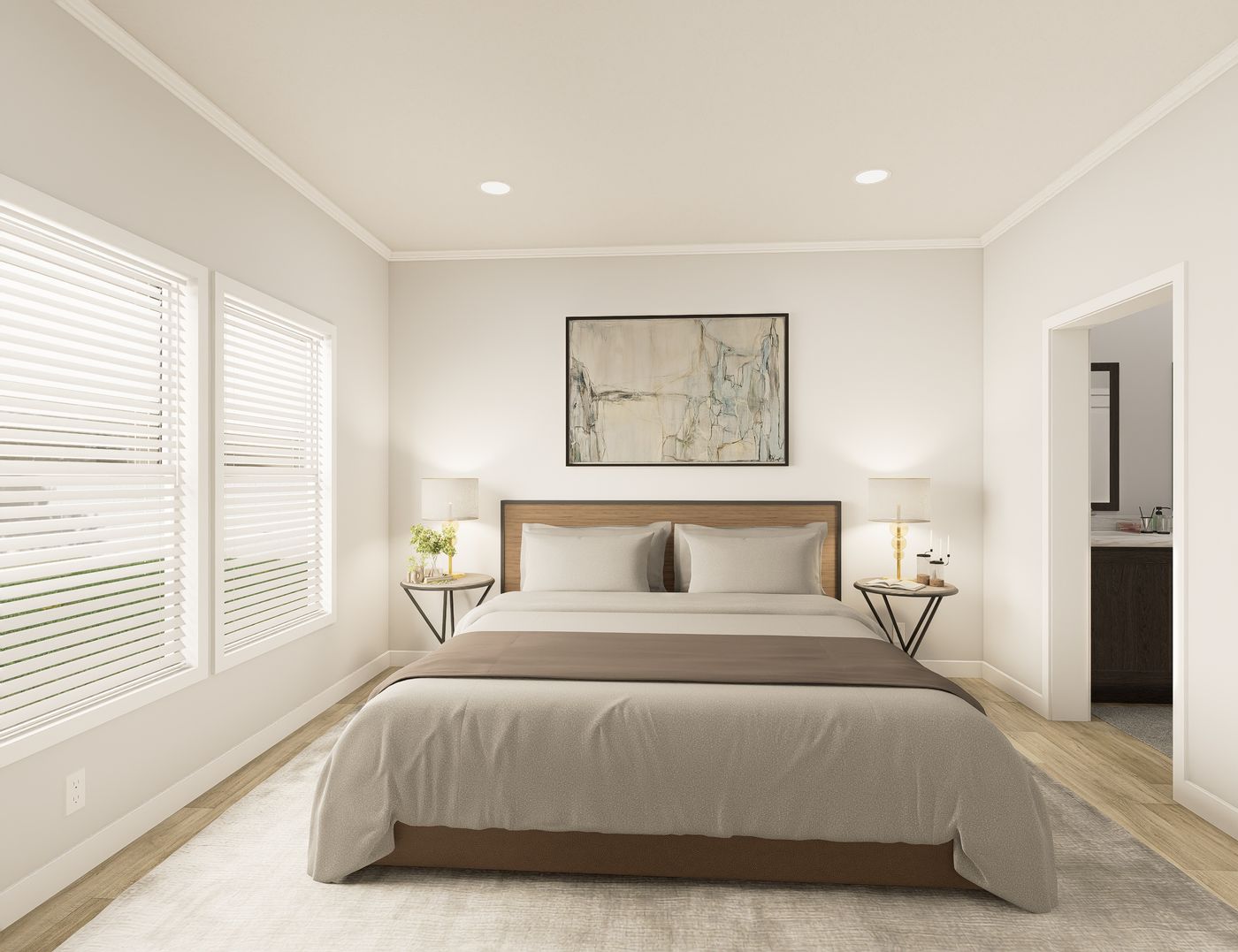 The THE ELITE 52 Primary Bedroom. This Manufactured Mobile Home features 3 bedrooms and 2 baths.