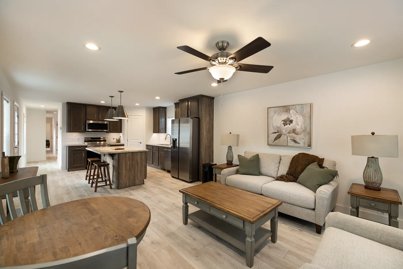 The RAMSEY 217-1 Living Room. This Manufactured Mobile Home features 3 bedrooms and 2 baths.