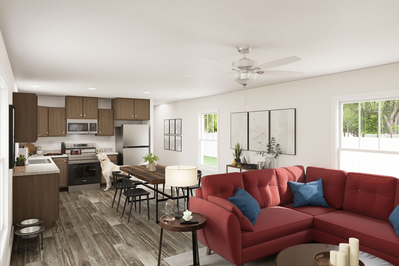 The 7616-SW023 Kitchen. This Manufactured Mobile Home features 3 bedrooms and 2 baths.