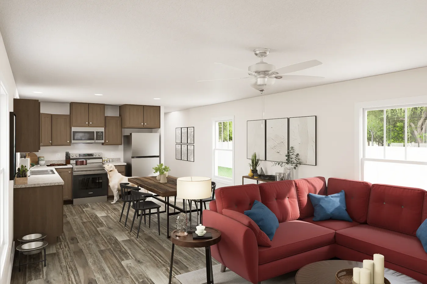 The 7616-SW023 Kitchen. This Manufactured Mobile Home features 3 bedrooms and 2 baths.