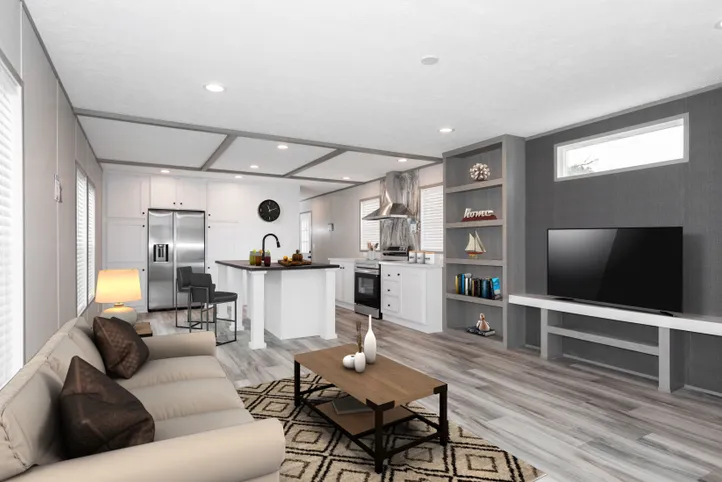 The PLATINUM ANNIVERSARY Kitchen. This Manufactured Mobile Home features 3 bedrooms and 2 baths.