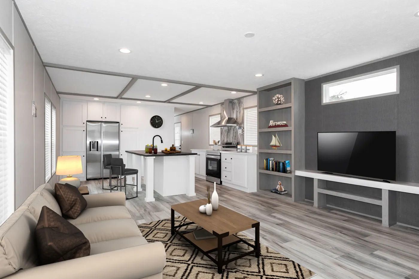 The PLATINUM ANNIVERSARY Kitchen. This Manufactured Mobile Home features 3 bedrooms and 2 baths.