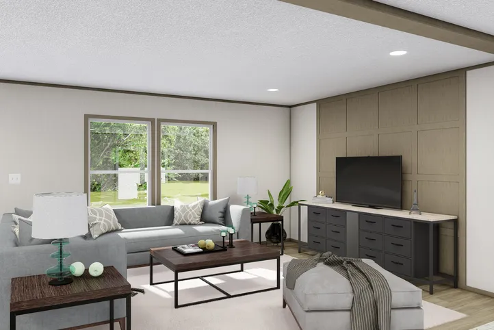 The MOROCCO Living Room. This Manufactured Mobile Home features 4 bedrooms and 2 baths.