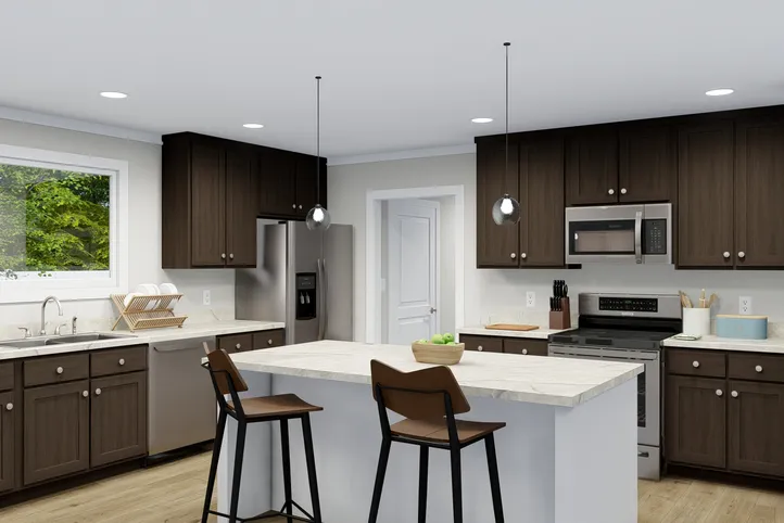 The TAHOE 3272A Kitchen. This Manufactured Mobile Home features 3 bedrooms and 2 baths.