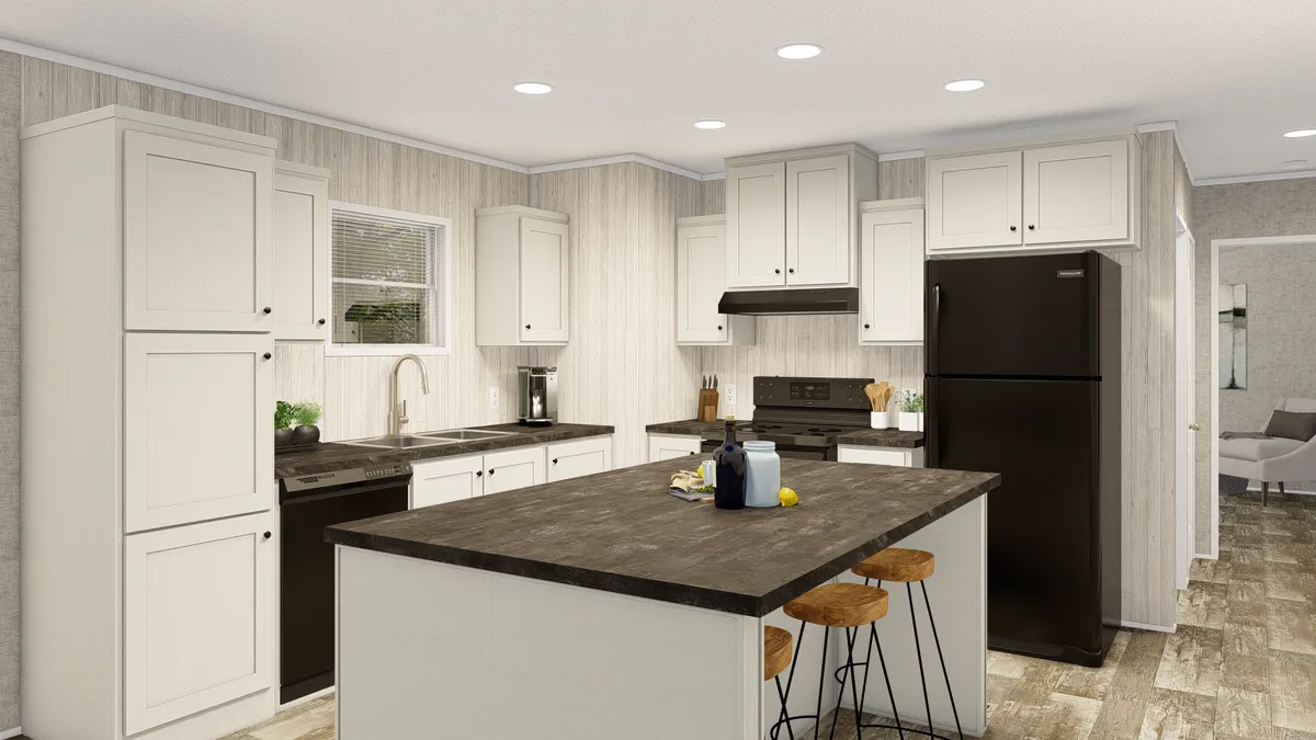 The GRAND LIVING 76C Exterior. This Manufactured Mobile Home features 3 bedrooms and 2 baths.