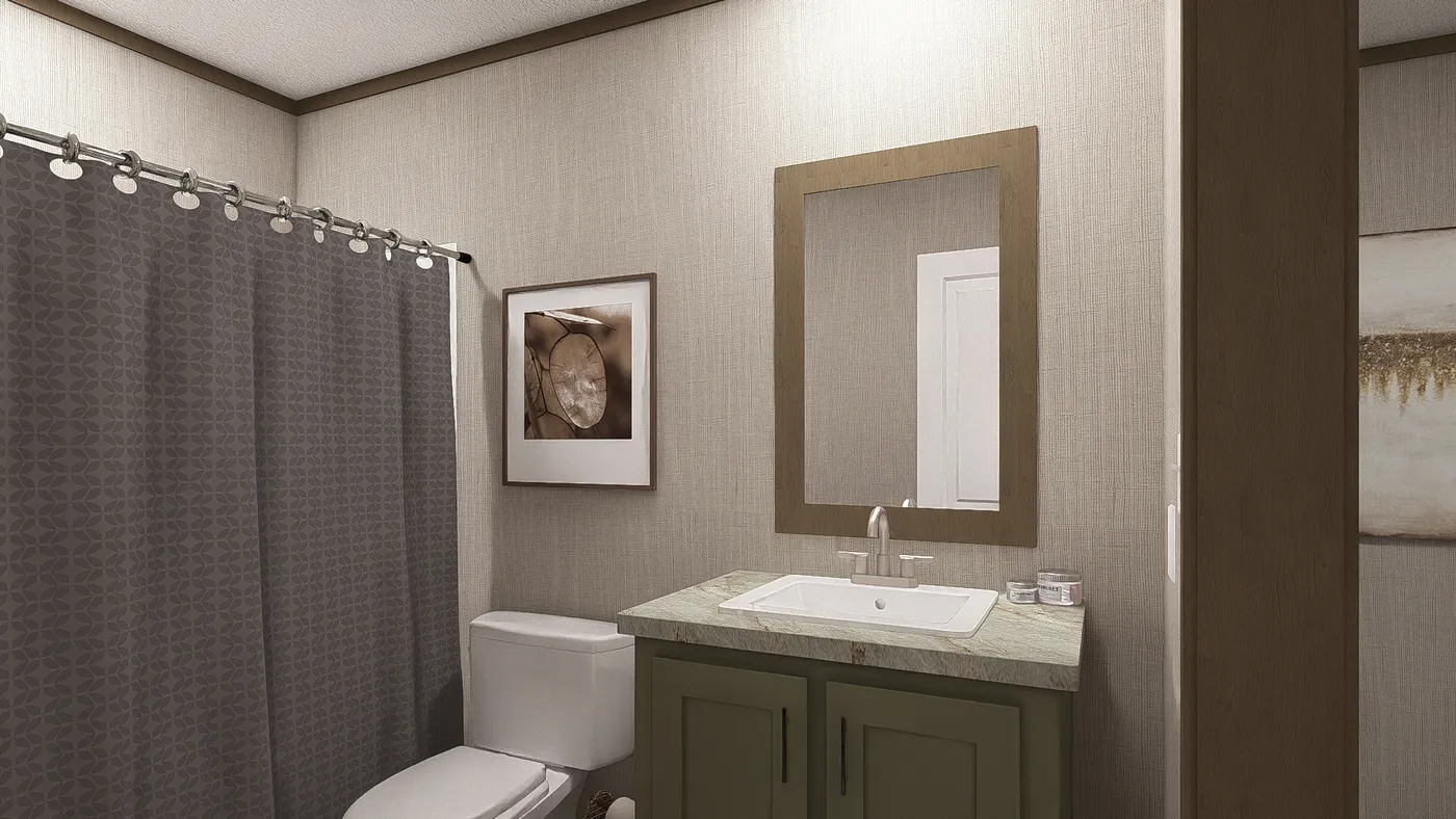 The DRAKE Guest Bathroom. This Manufactured Mobile Home features 3 bedrooms and 2 baths.