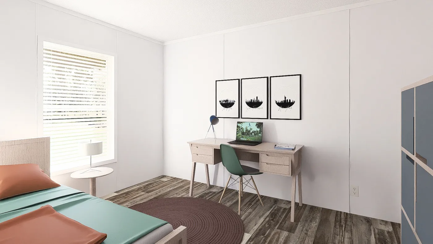 The AMETHYST Bedroom. This Manufactured Mobile Home features 3 bedrooms and 2 baths.