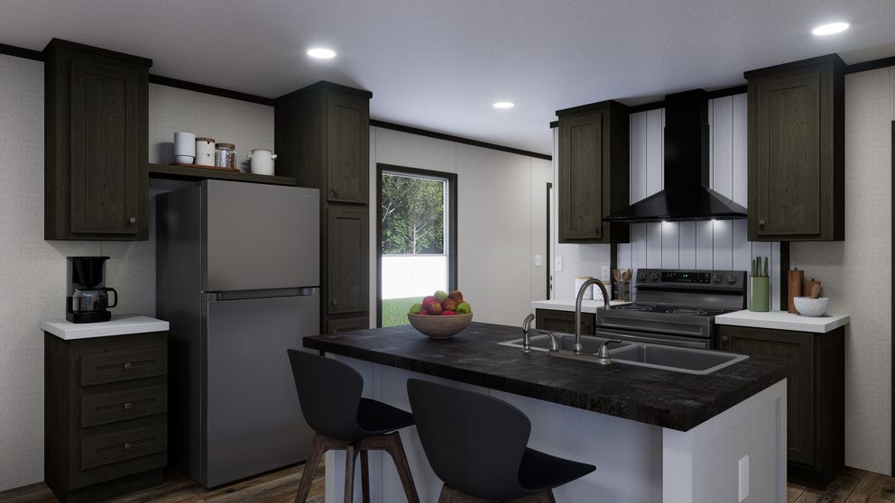The RALLY Kitchen. This Manufactured Mobile Home features 3 bedrooms and 2 baths.