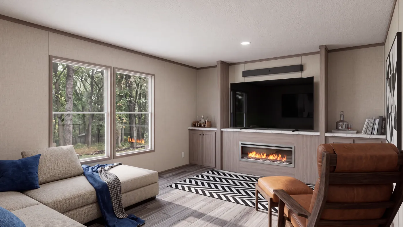 The THE MOUNTAINEER 60 Den. This Manufactured Mobile Home features 3 bedrooms and 2 baths.
