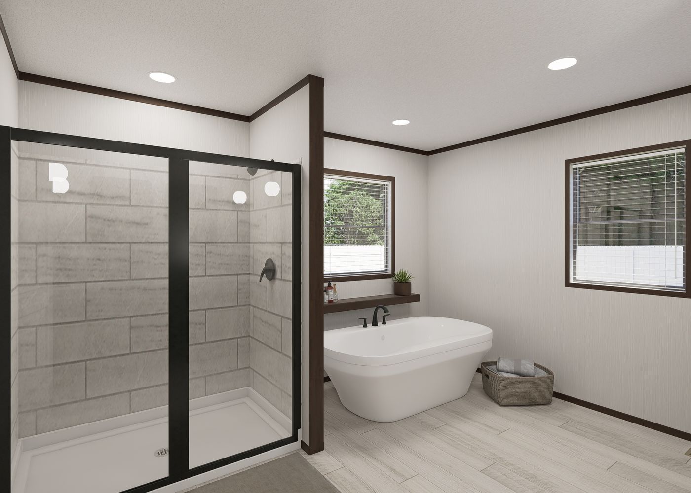 The SAPPHIRE Primary Bathroom. This Manufactured Mobile Home features 4 bedrooms and 2 baths.