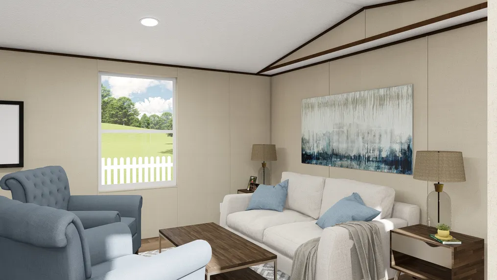 The GRAND Living Room. This Manufactured Mobile Home features 4 bedrooms and 2 baths.