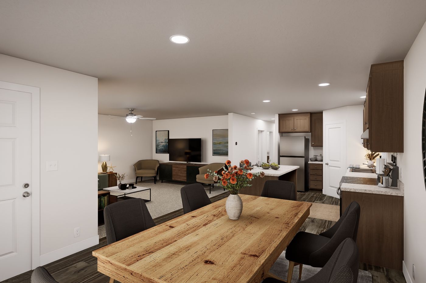 The 5628-MS068 CARMEL Foyer. This Manufactured Mobile Home features 3 bedrooms and 2 baths.