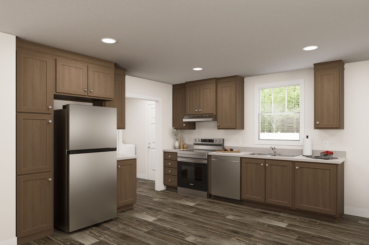 The 4828-MS066 BLUFFTON Kitchen. This Manufactured Mobile Home features 3 bedrooms and 2 baths.