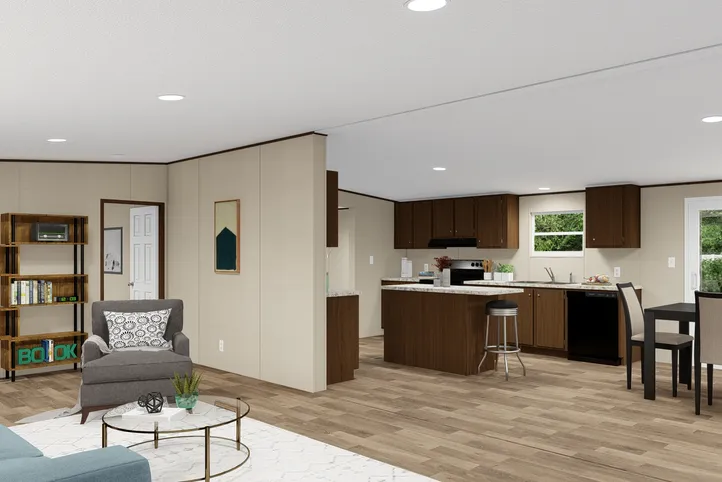 The THRILL Living Room. This Manufactured Mobile Home features 3 bedrooms and 2 baths.