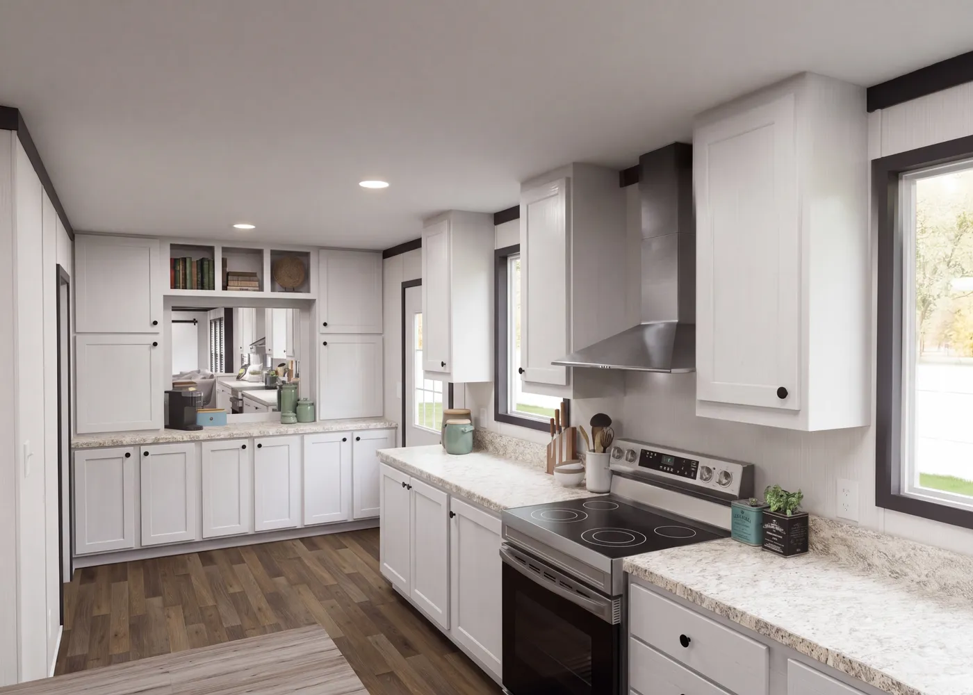 The THE FUSION 32H Kitchen. This Manufactured Mobile Home features 5 bedrooms and 3 baths.