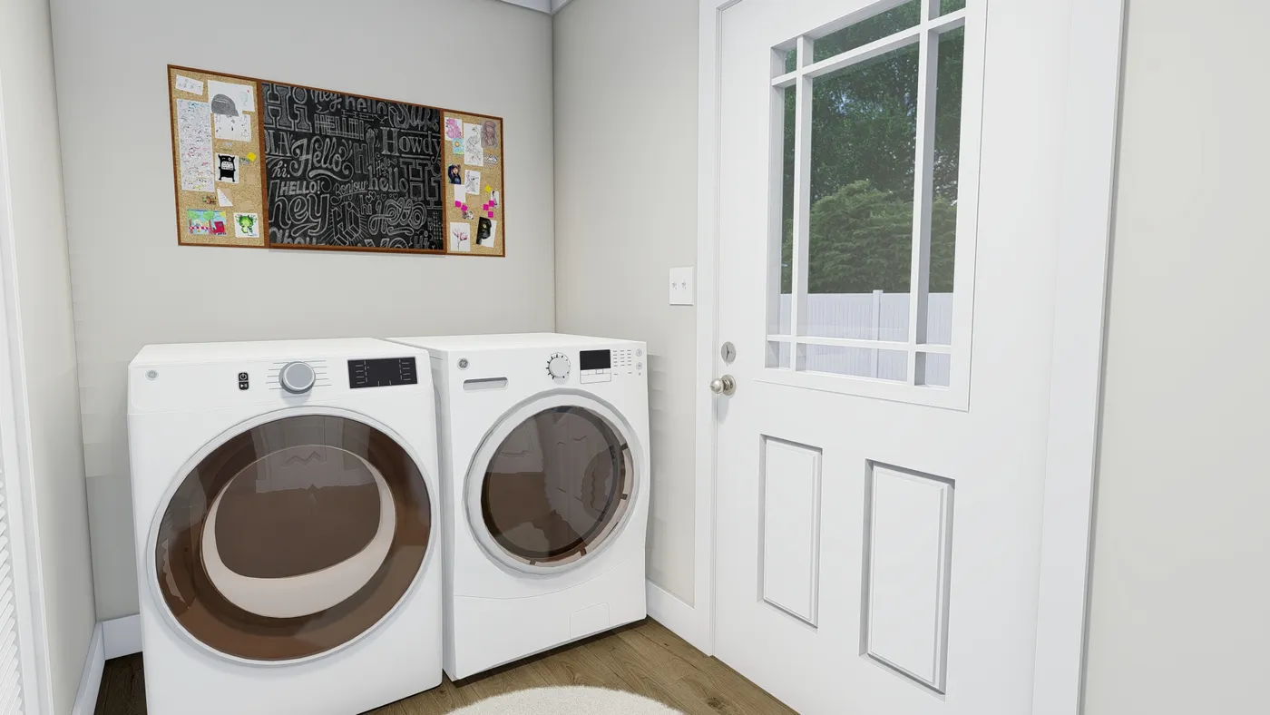 The SUNDANCE 48B Utility Room. This Manufactured Mobile Home features 3 bedrooms and 2 baths.