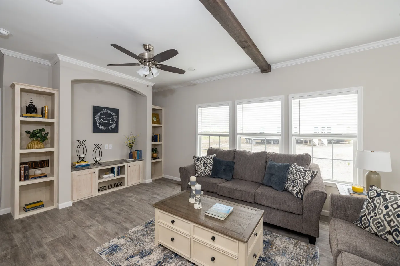 The THE ROGUE Living Room. This Manufactured Mobile Home features 3 bedrooms and 2 baths.