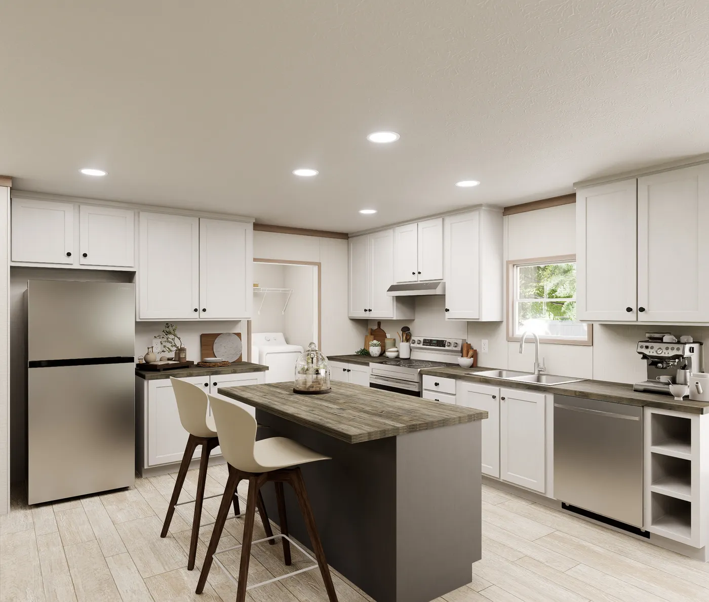 The ULTRA FLEX 60 Kitchen. This Manufactured Mobile Home features 3 bedrooms and 2 baths.