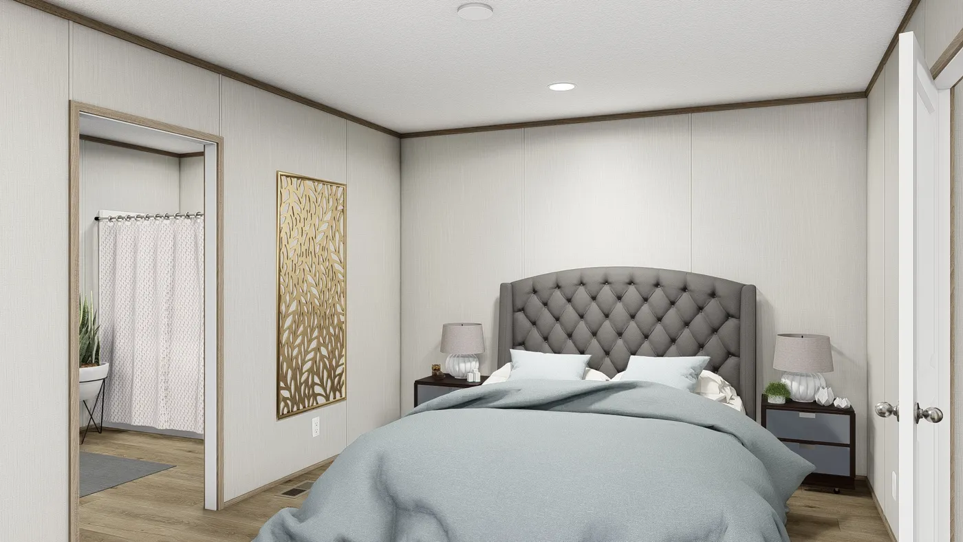 The NORTHSTAR  16X76 Primary Bedroom. This Manufactured Mobile Home features 3 bedrooms and 2 baths.