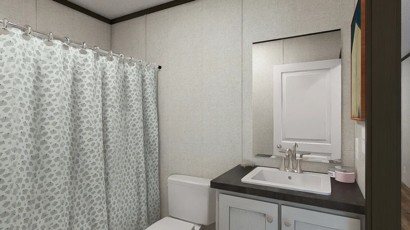 The SENSATION Guest Bathroom. This Manufactured Mobile Home features 3 bedrooms and 2 baths.