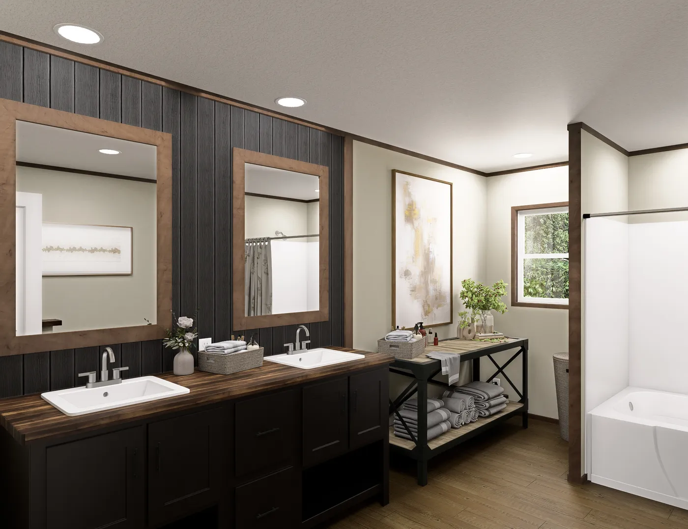 The EVEREST Primary Bathroom. This Manufactured Mobile Home features 4 bedrooms and 2 baths.