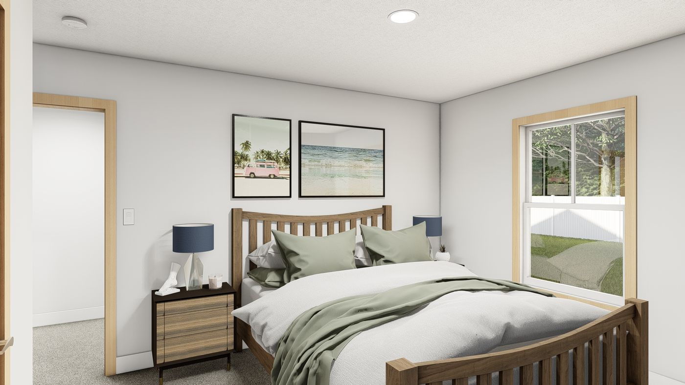The LEGACY 377 Bedroom. This Manufactured Mobile Home features 3 bedrooms and 2 baths.