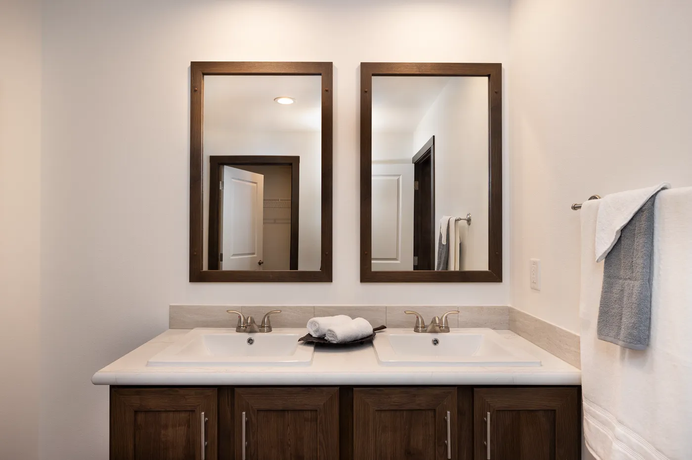 The RAMSEY 75 Primary Bathroom. This Manufactured Mobile Home features 4 bedrooms and 2 baths.