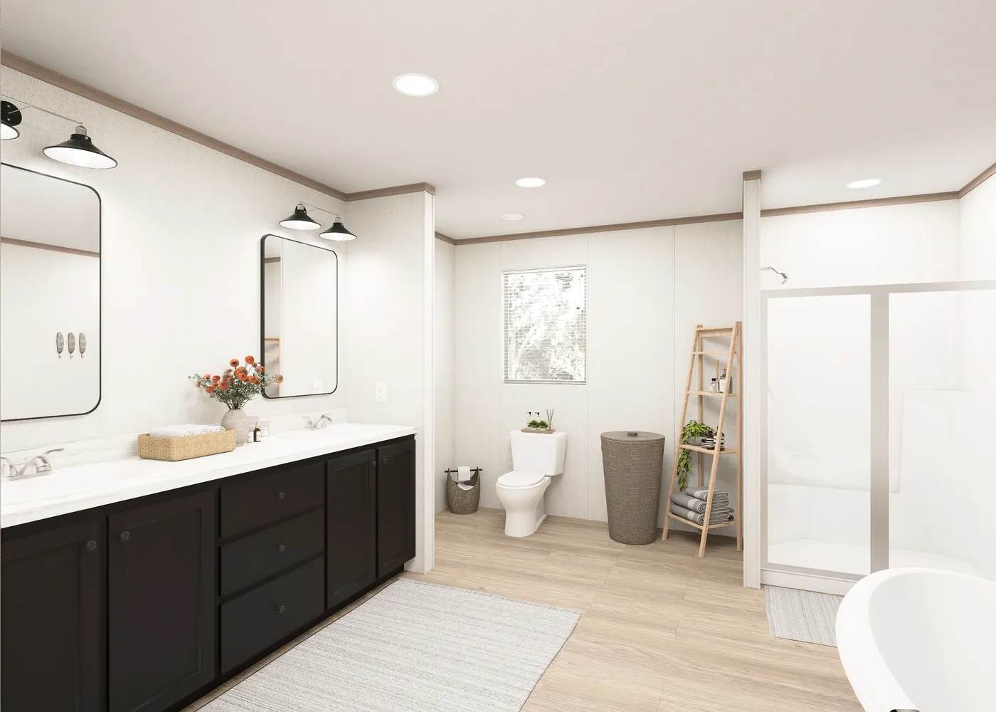 The THE RESERVE 60 Primary Bathroom. This Manufactured Mobile Home features 3 bedrooms and 2 baths.