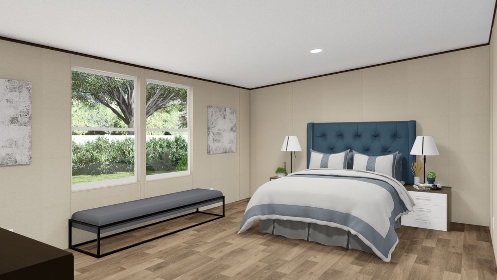 The THRILL Bedroom. This Manufactured Mobile Home features 3 bedrooms and 2 baths.