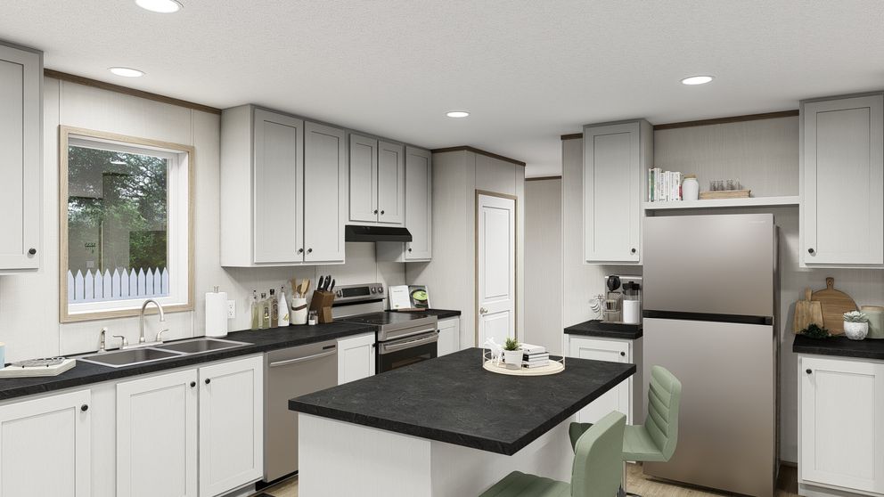 The HAVEN Kitchen. This Manufactured Mobile Home features 3 bedrooms and 2 baths.
