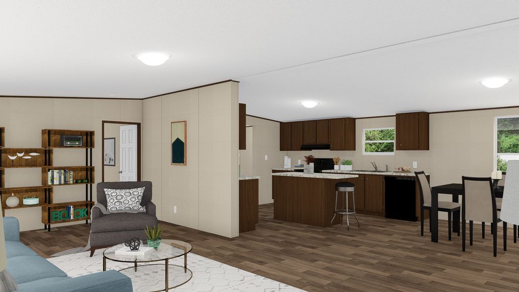 The THRILL Living Room. This Manufactured Mobile Home features 3 bedrooms and 2 baths.