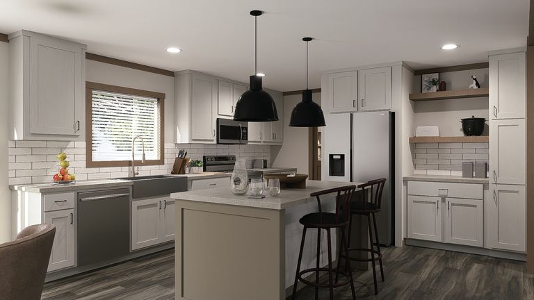 The LIZZIE ELITE Kitchen. This Manufactured Mobile Home features 3 bedrooms and 2 baths.