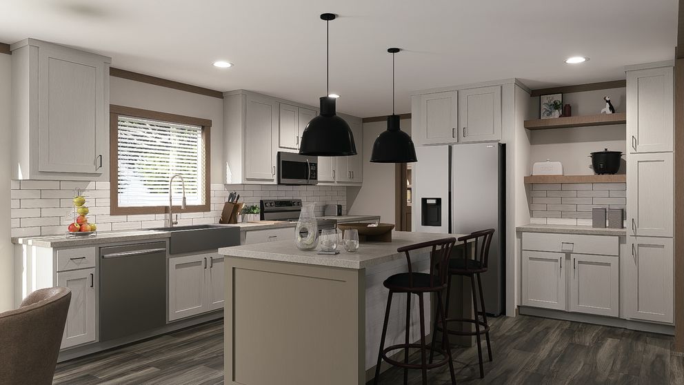 The LIZZIE ELITE Kitchen. This Manufactured Mobile Home features 3 bedrooms and 2 baths.