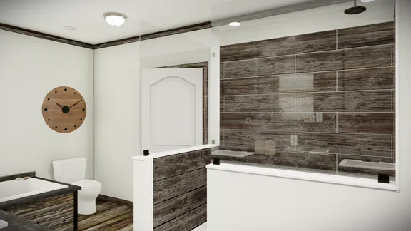 The THE SUMNER Primary Bathroom. This Manufactured Mobile Home features 3 bedrooms and 2 baths.