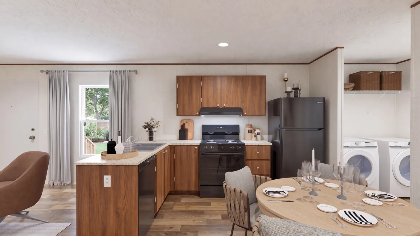The MAGNOLIA Kitchen. This Manufactured Mobile Home features 3 bedrooms and 2 baths.