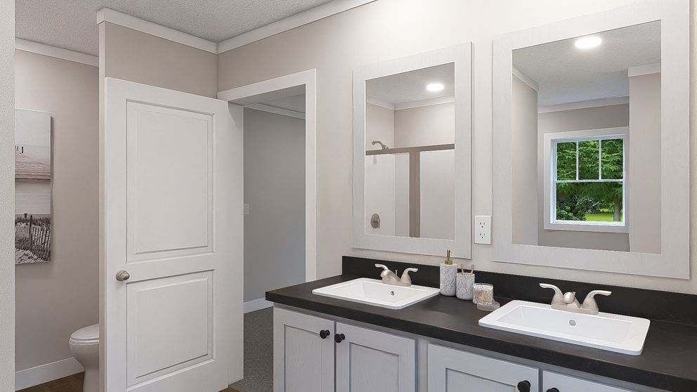 The SHOUT Primary Bathroom. This Modular Home features 3 bedrooms and 2 baths.