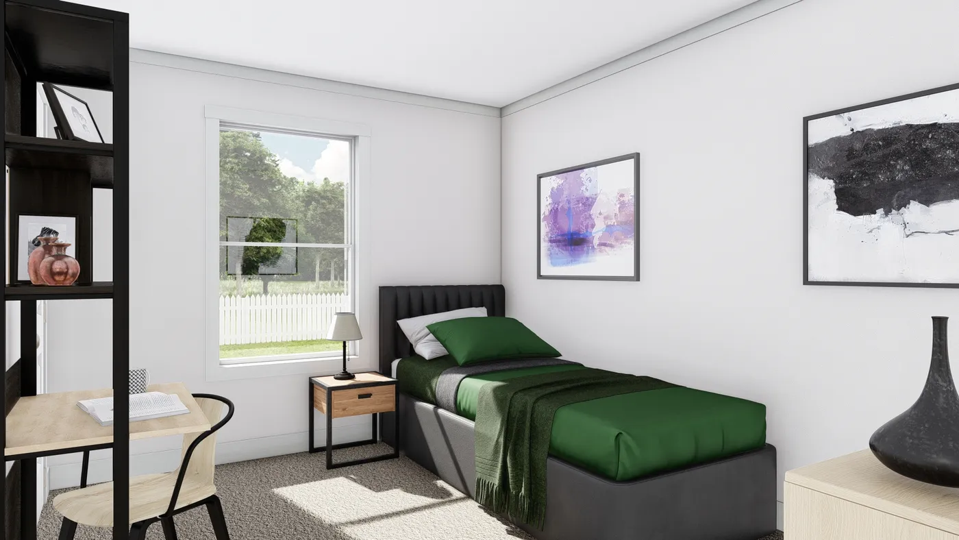 The STAYIN' ALIVE Bedroom. This Manufactured Mobile Home features 3 bedrooms and 2 baths.