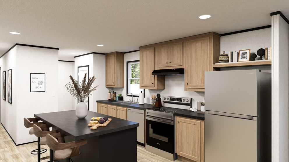 The SOLACE Kitchen. This Manufactured Mobile Home features 4 bedrooms and 2 baths.