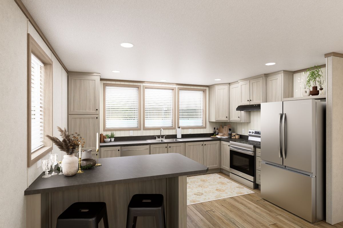 The 6616-CC03 HARBORVIEW 66 Kitchen. This Manufactured Mobile Home features 3 bedrooms and 2 baths.
