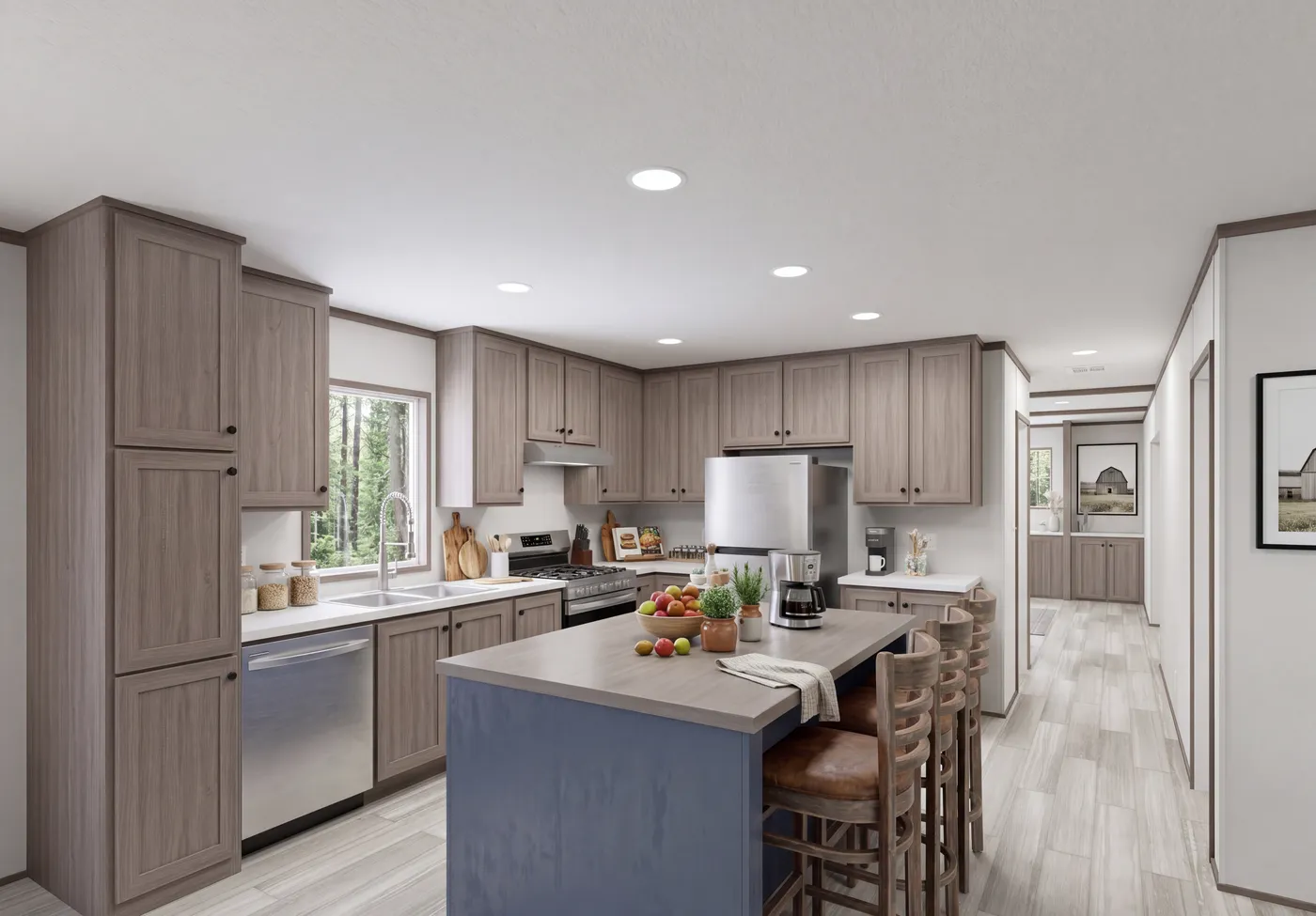 The THE MOUNTAINEER 64 Kitchen. This Manufactured Mobile Home features 3 bedrooms and 2 baths.