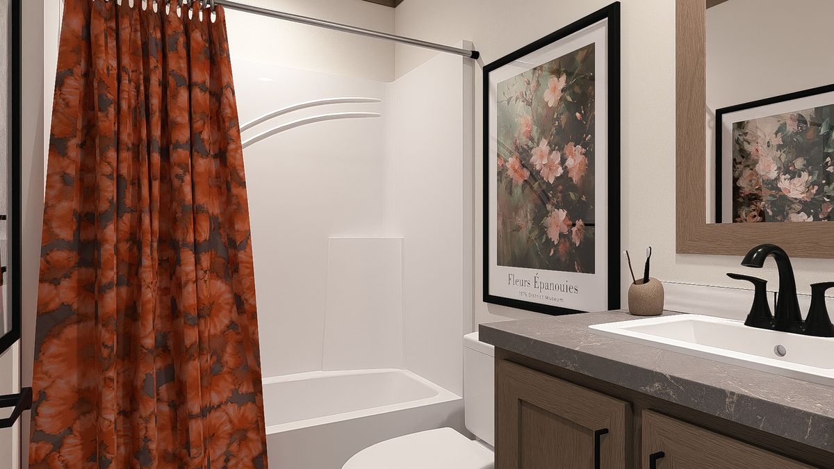 The LEVI Guest Bathroom. This Manufactured Mobile Home features 2 bedrooms and 2 baths.