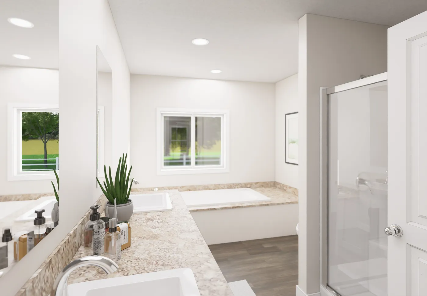 The 5031 IMAGINE Primary Bathroom. This Manufactured Mobile Home features 3 bedrooms and 2 baths.