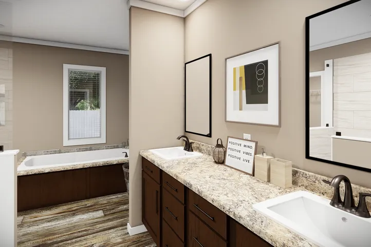 The THE LLOYD II Primary Bathroom. This Manufactured Mobile Home features 3 bedrooms and 2 baths.