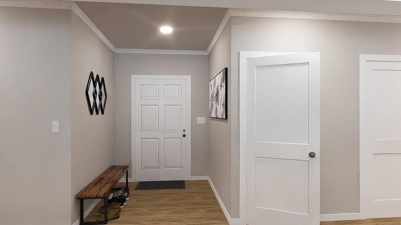 The THE HEXAGON Foyer. This Manufactured Mobile Home features 4 bedrooms and 3 baths.