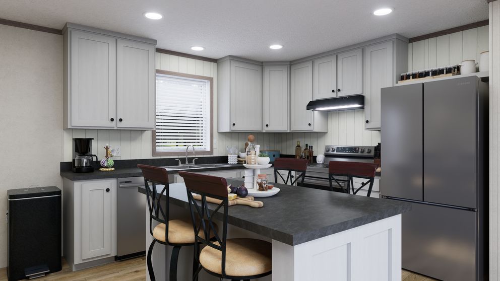 The 7216-CC01 CORNERSTONE 72 Living Room. This Manufactured Mobile Home features 3 bedrooms and 2 baths.