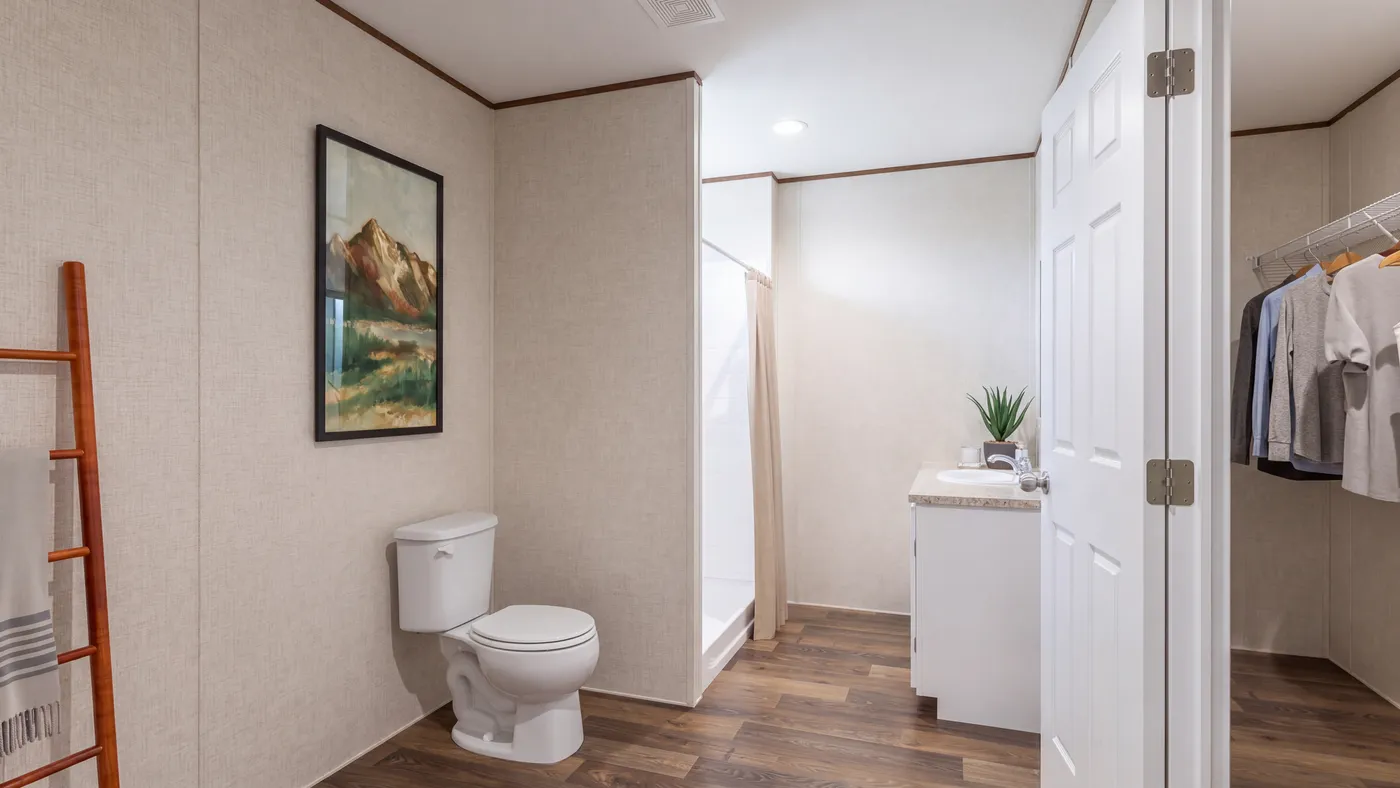 The CEDAR Primary Bathroom. This Manufactured Mobile Home features 3 bedrooms and 2 baths.
